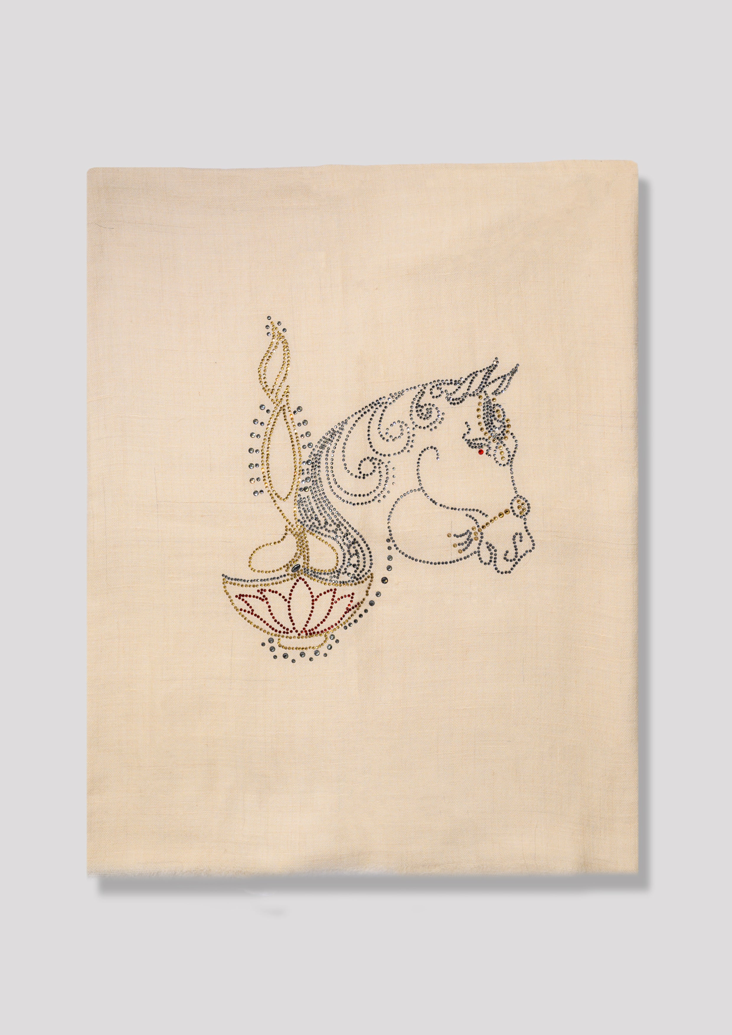 Forelock Flame Cashmere Stole — Cream stole from the Ashwaa Equestrian collection