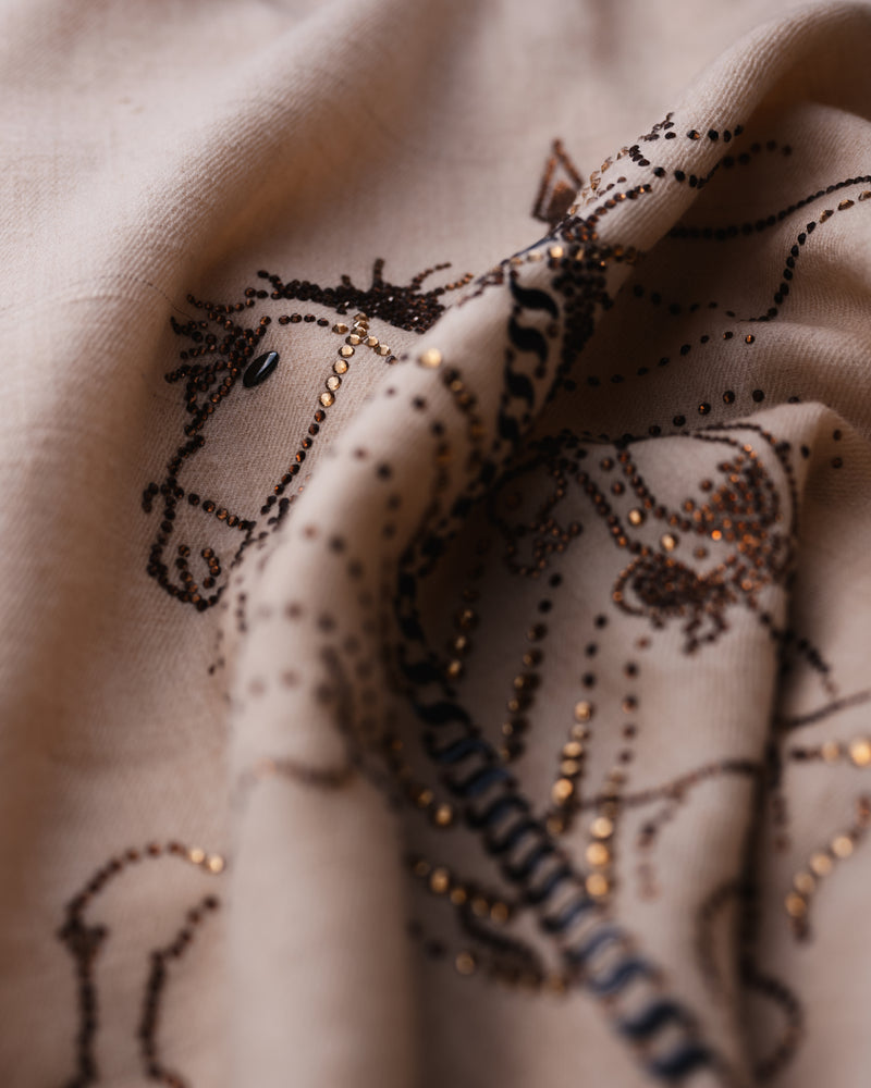 Vault Soar Cashmere Stole — Cream stole from the Ashwaa Show Jumping collection