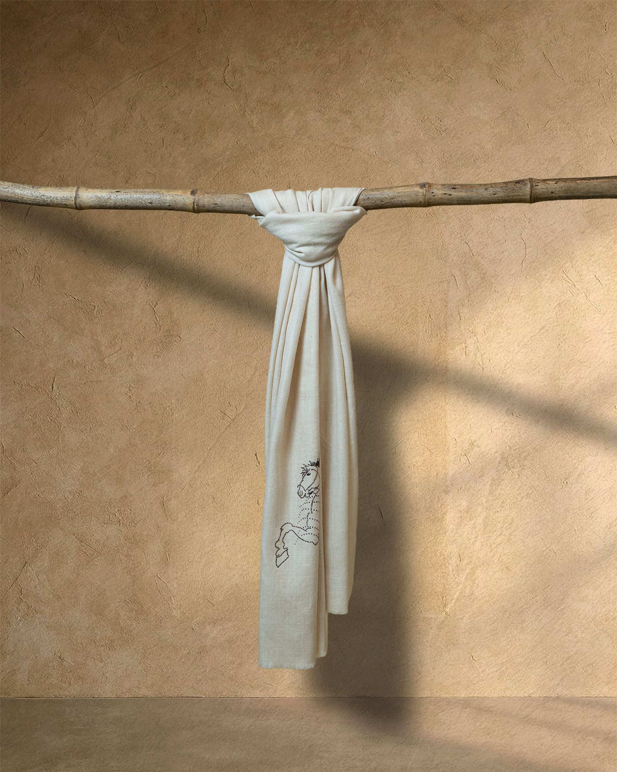 Vault Soar Cashmere stole  Ivory stole from the Ashwaa Show jumping collection