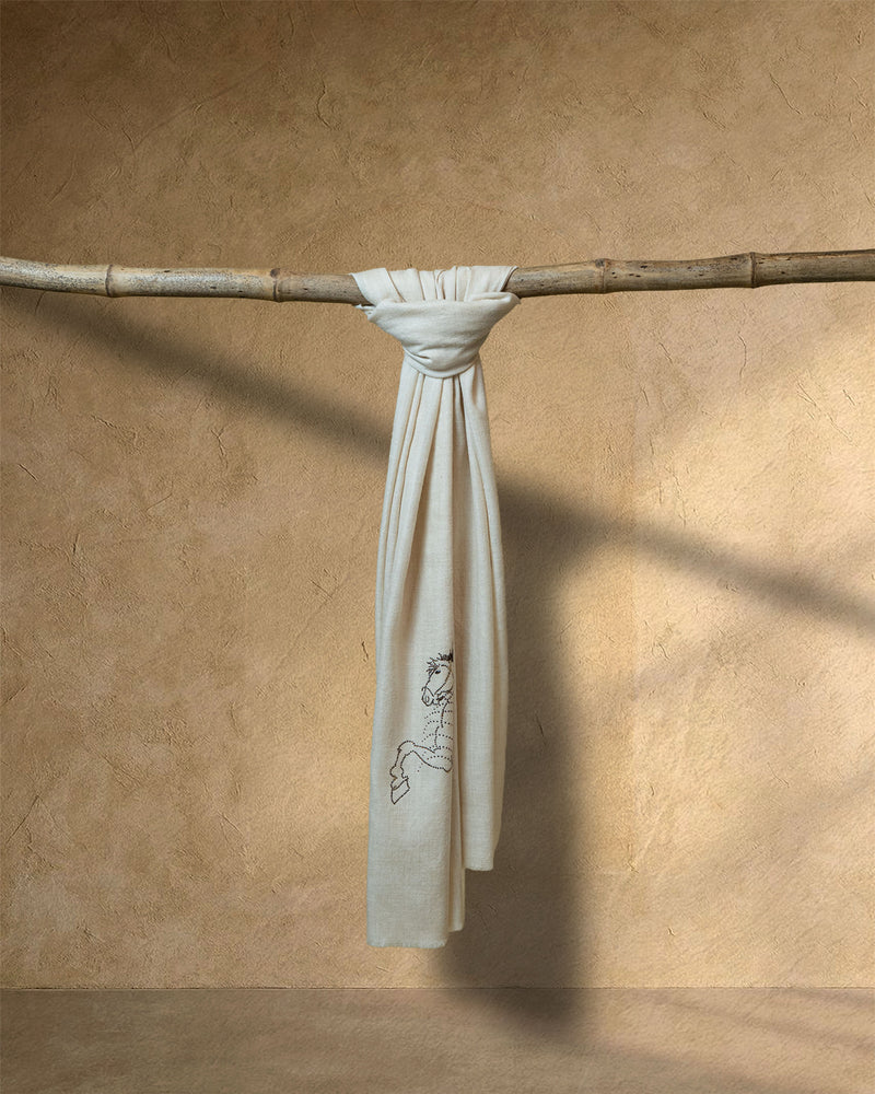 Vault Soar Cashmere stole  Ivory stole from the Ashwaa Show jumping collection