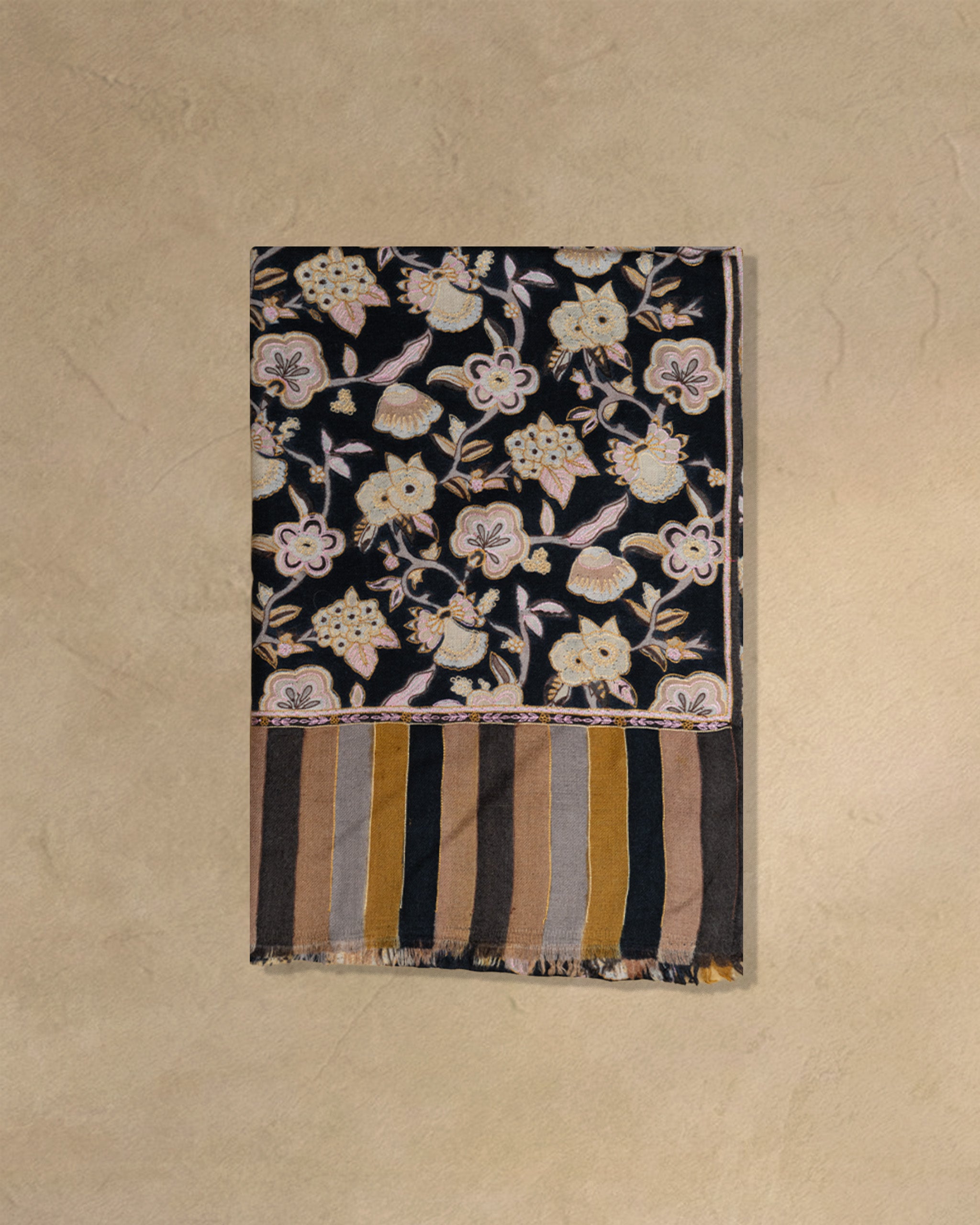 Kalam Noir Cashmere Stole  Black stole from the Ashwaa Icons collection
