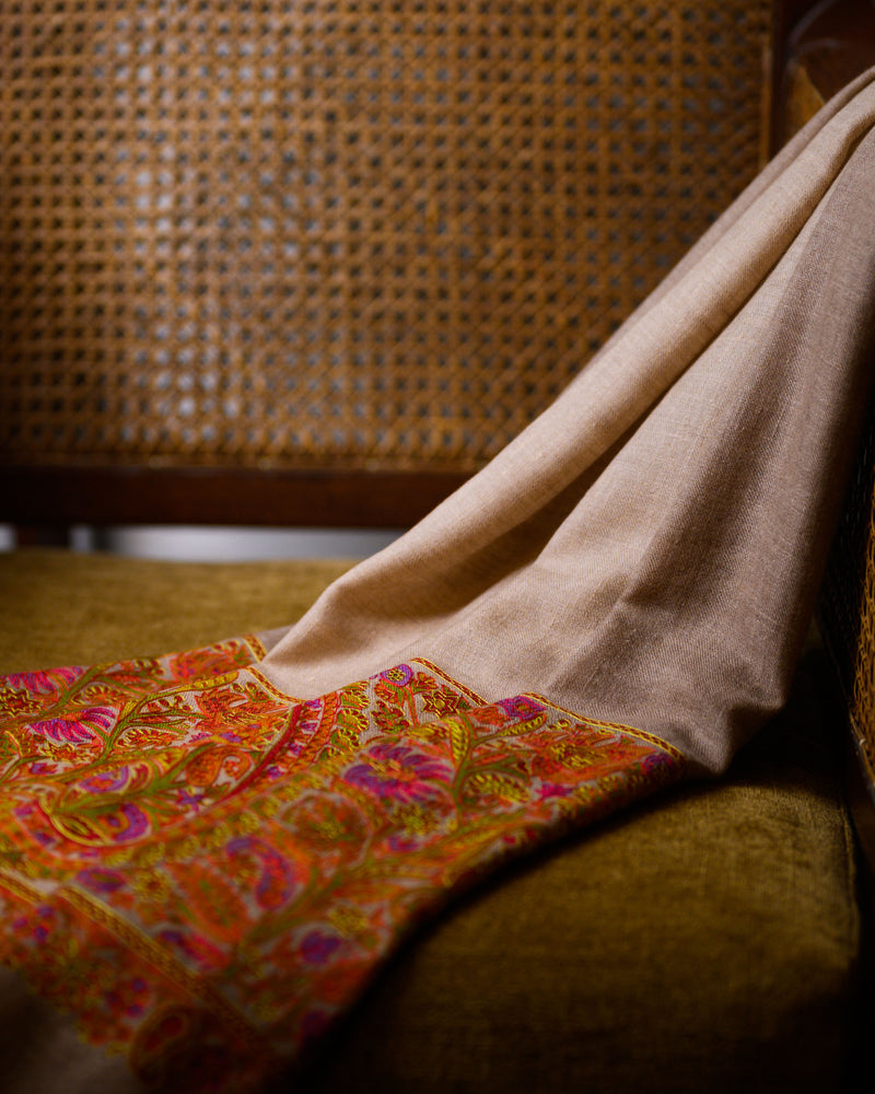 Kalam Earth Cashmere Stole  Brown stole from the Ashwaa Icons collection