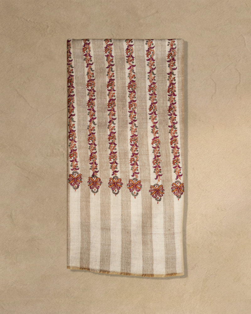 Amber Needle Cashmere Shawl  Brown stole from the Ashwaa Icons collection