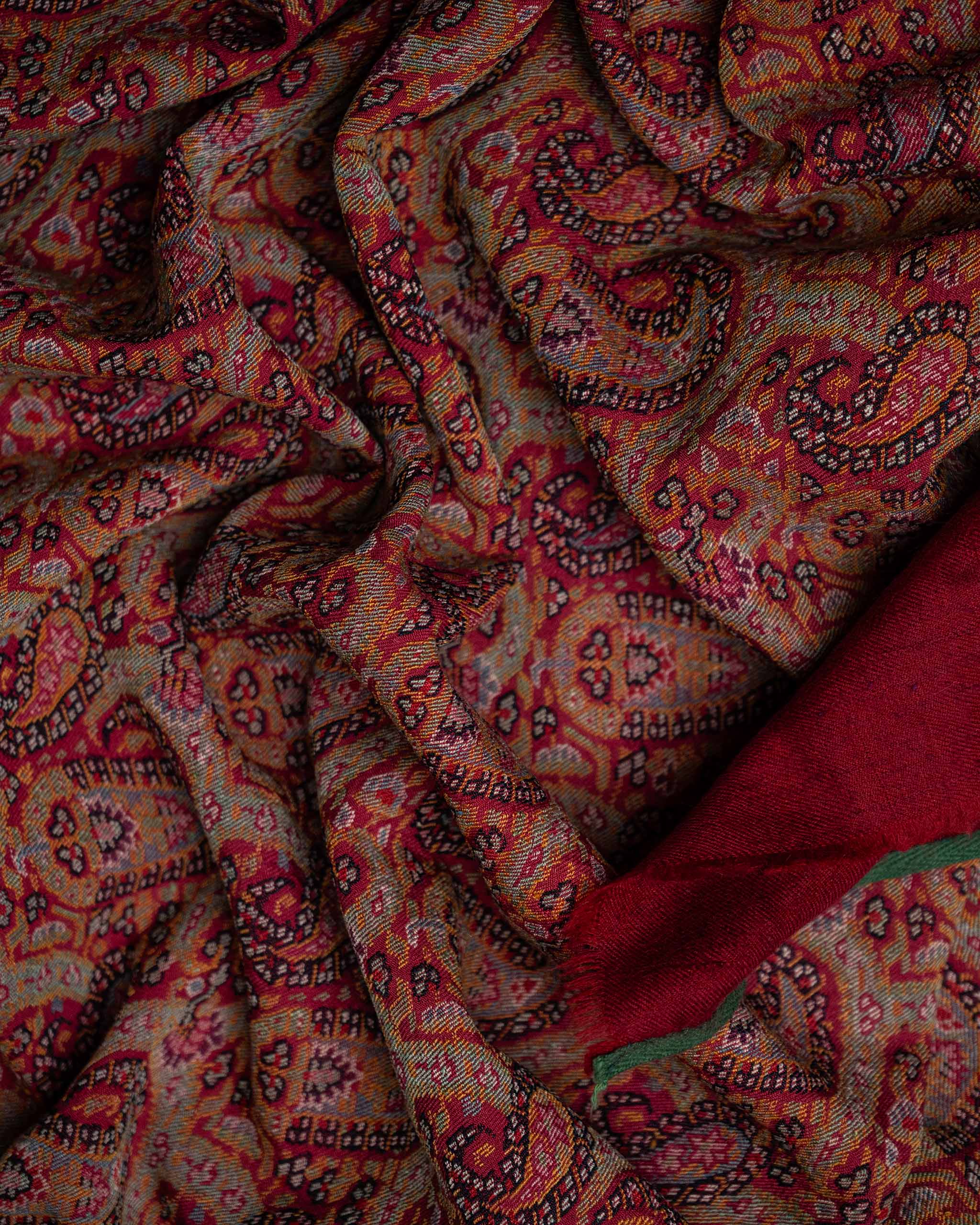 Crimson Jamawar Cashmere Shawl  Burgundy stole from the Ashwaa Icons collection