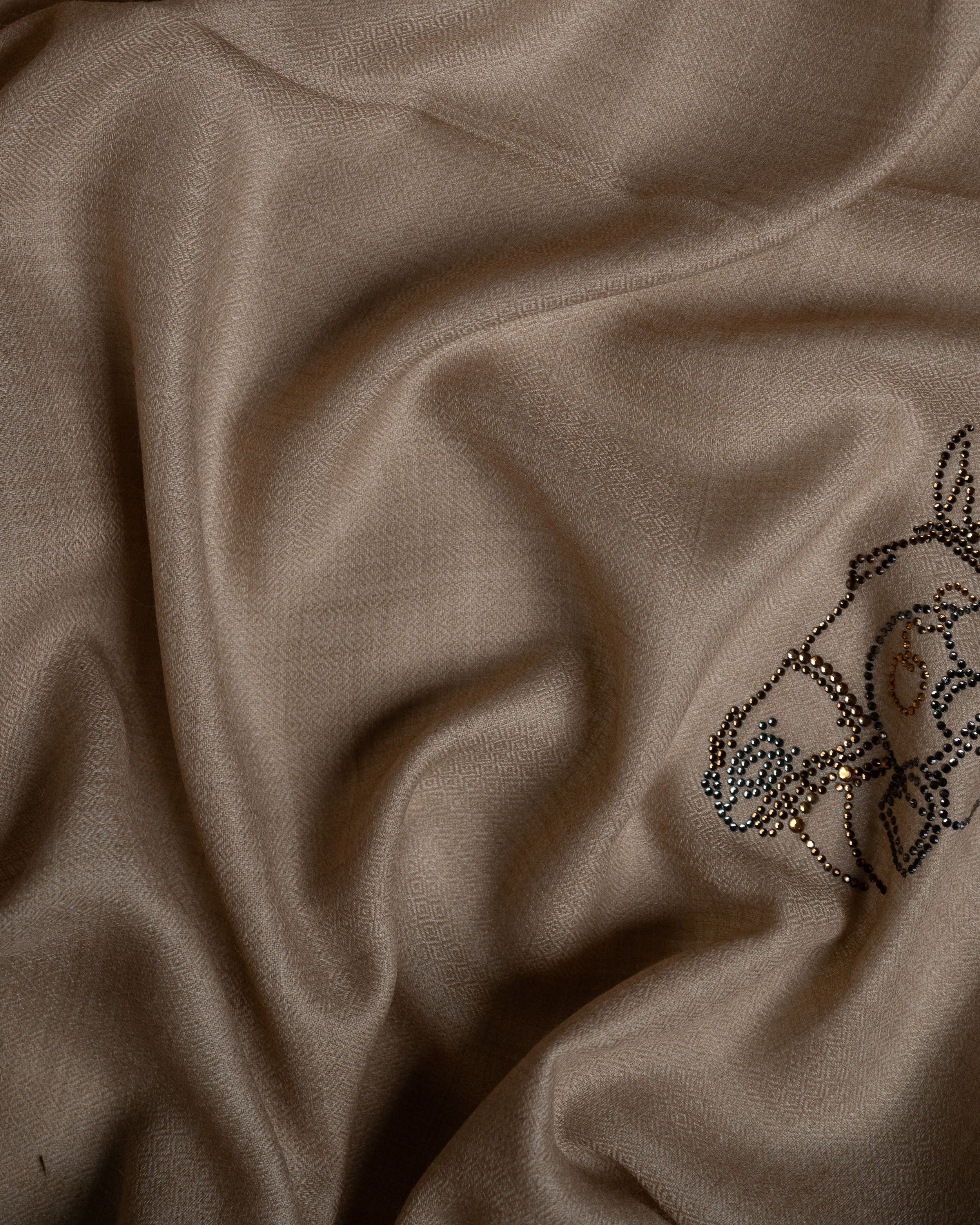Bridle Glint Wool Shawl — Beige shawl from the Ashwaa Equestrian collection