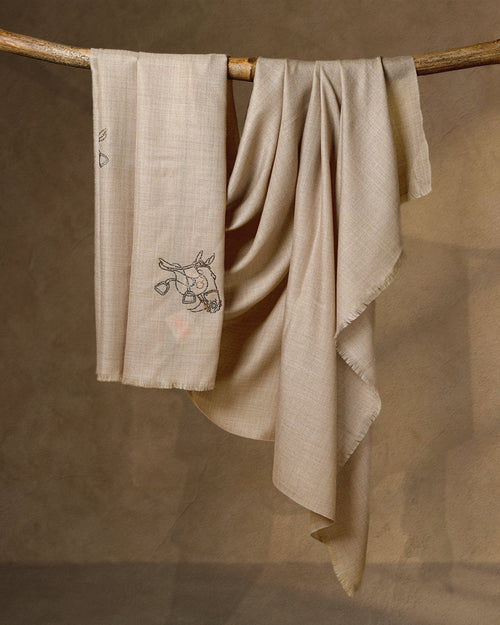 Bridle Glint Wool Shawls — Beige shawl from the Ashwaa Equestrian collection