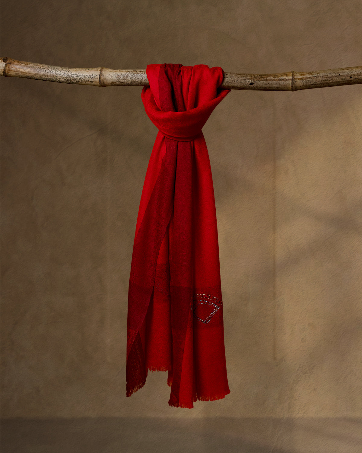 Spur Crimson Wool Stole — Crimson Red stole from the Ashwaa Equestrian collection