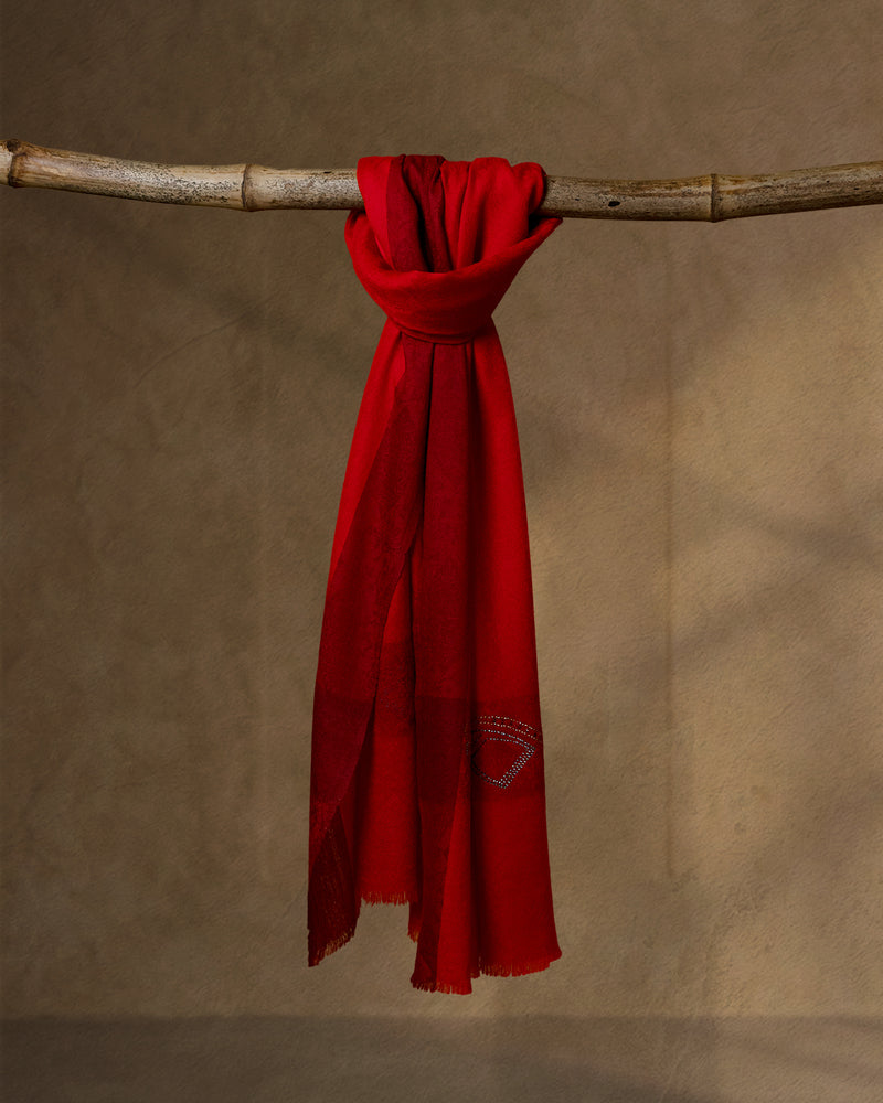 Spur Crimson Wool Stole — Crimson Red stole from the Ashwaa Equestrian collection