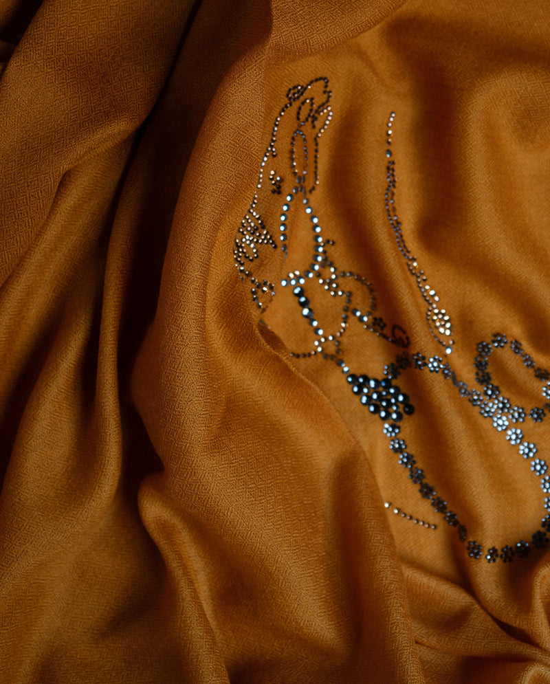 Stirrup Gilt Wool Stole — Mustard stole from the Ashwaa Equestrian collection