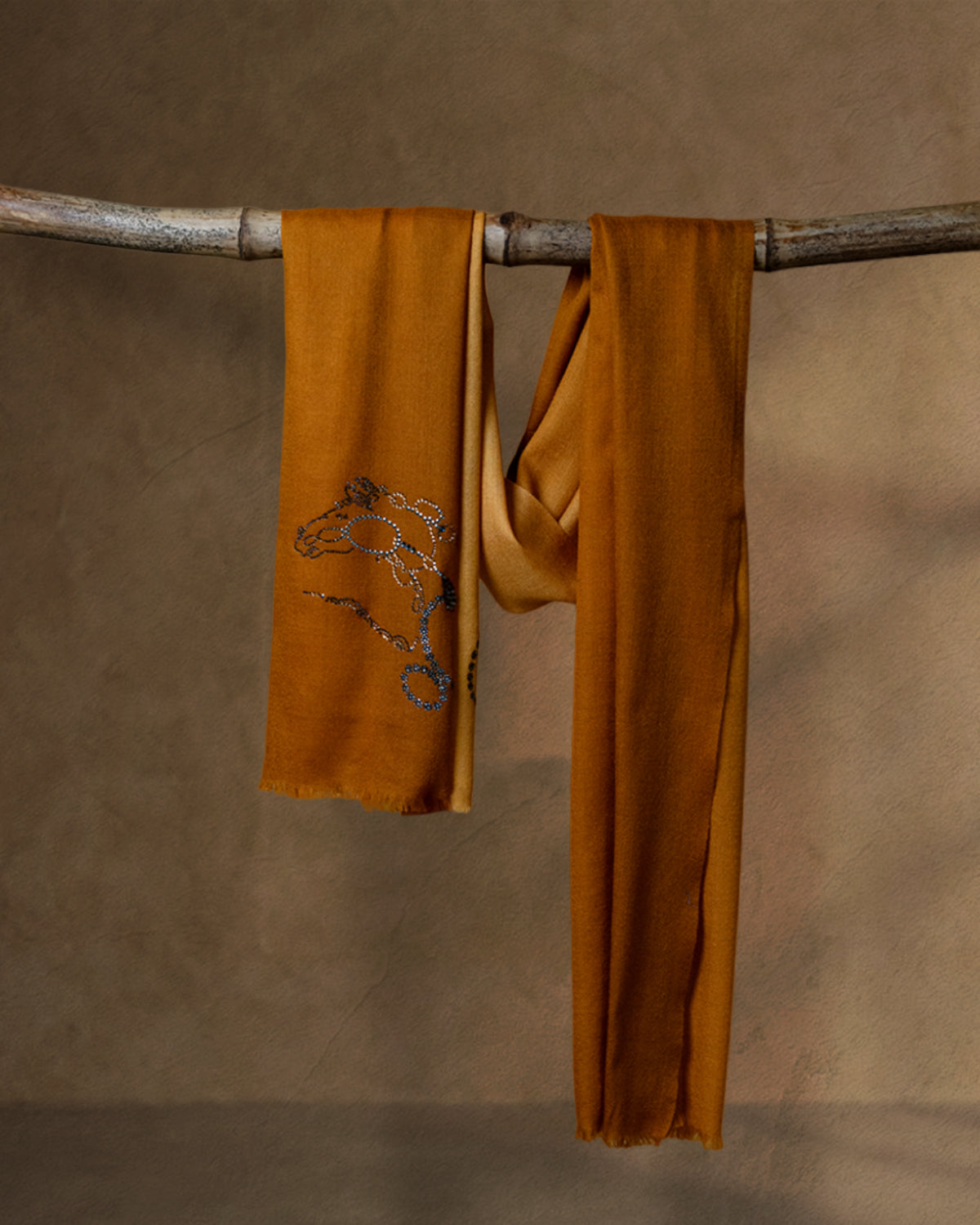 Stirrup Gilt Wool Stole — Mustard stole from the Ashwaa Equestrian collection