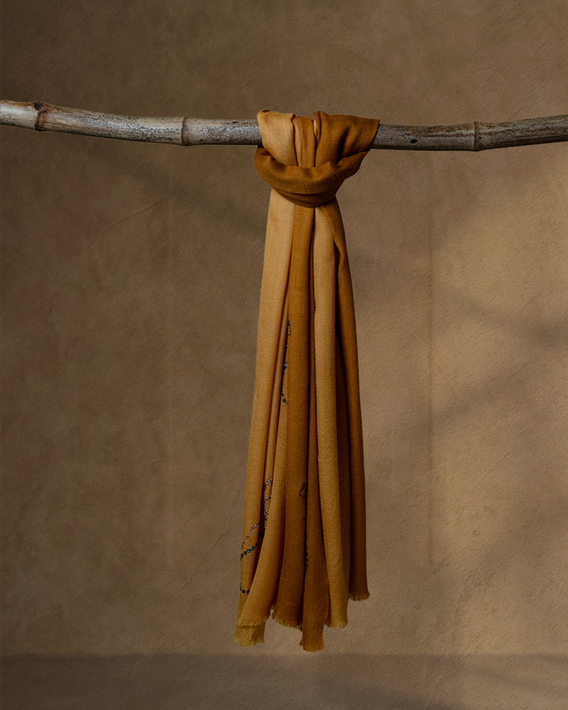 Stirrup Gilt Wool Stole — Mustard stole from the Ashwaa Equestrian collection