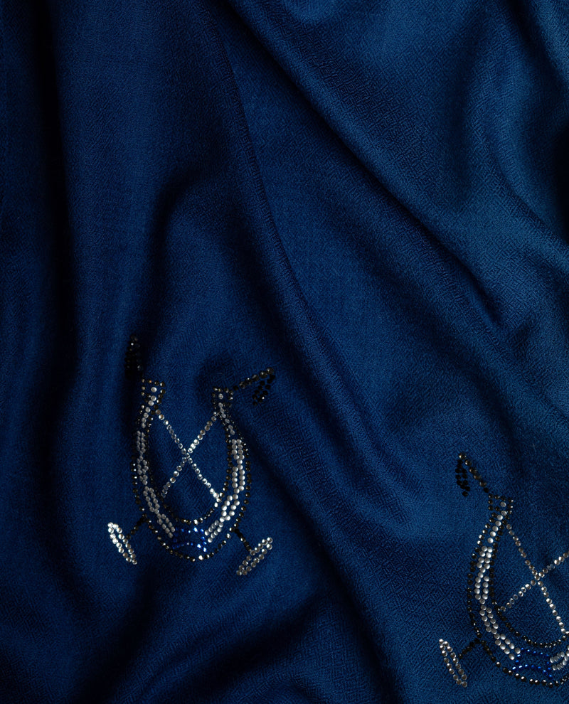 Ride Dusk Wool Stole — Navy Blue stole from the Ashwaa Polo collection