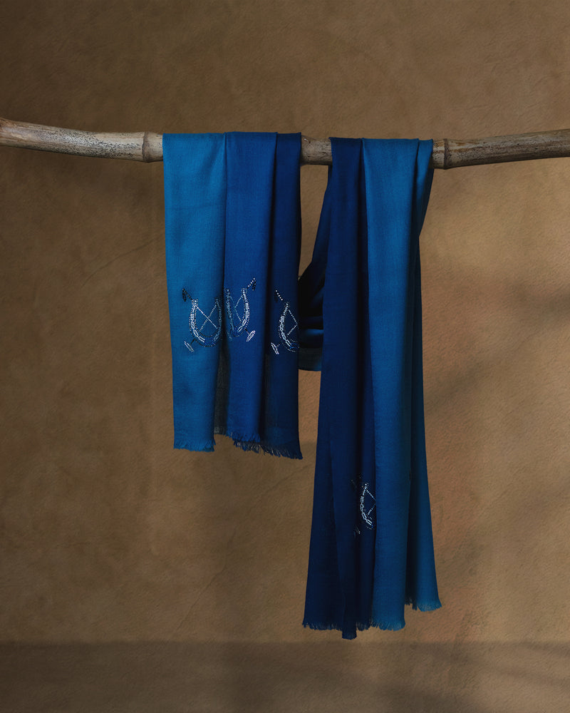 Ride Dusk Wool Stole — Navy Blue stole from the Ashwaa Polo collection