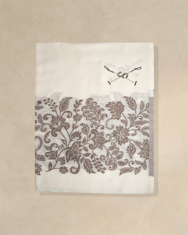 Mallet Glint Wool Stoles — Cream stole from the Ashwaa Polo collection