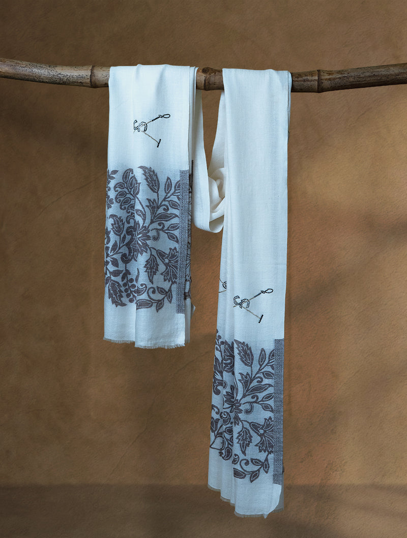 Mallet Glint Wool Stoles — Cream stole from the Ashwaa Polo collection