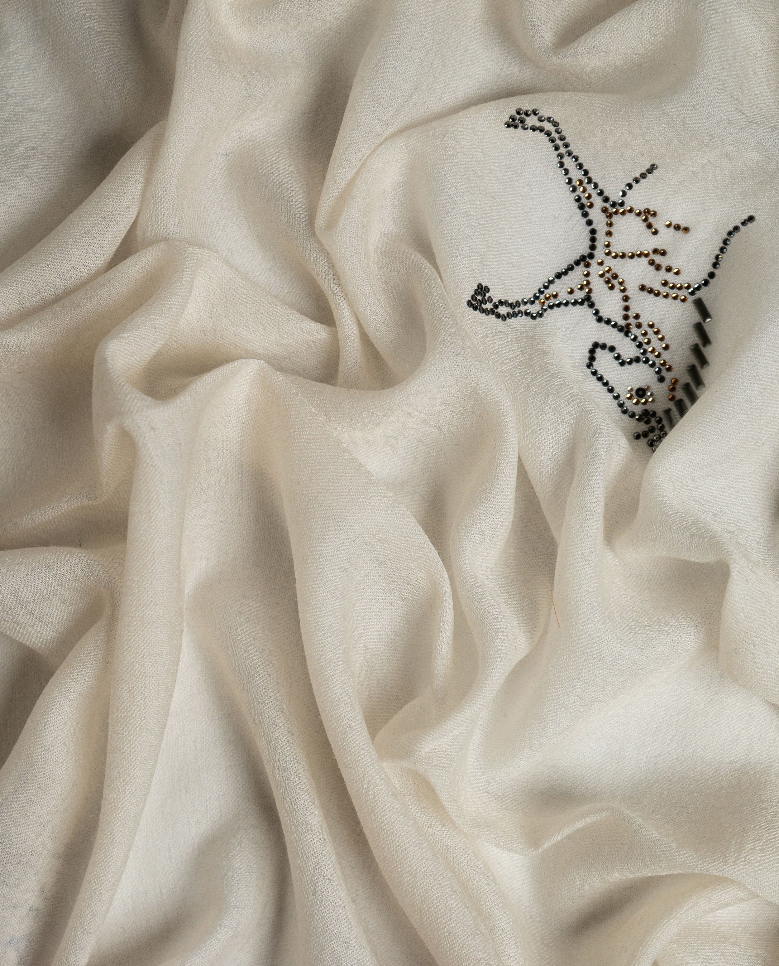 Curvet Salute Wool Stole — Cream stole from the Ashwaa Dressage collection