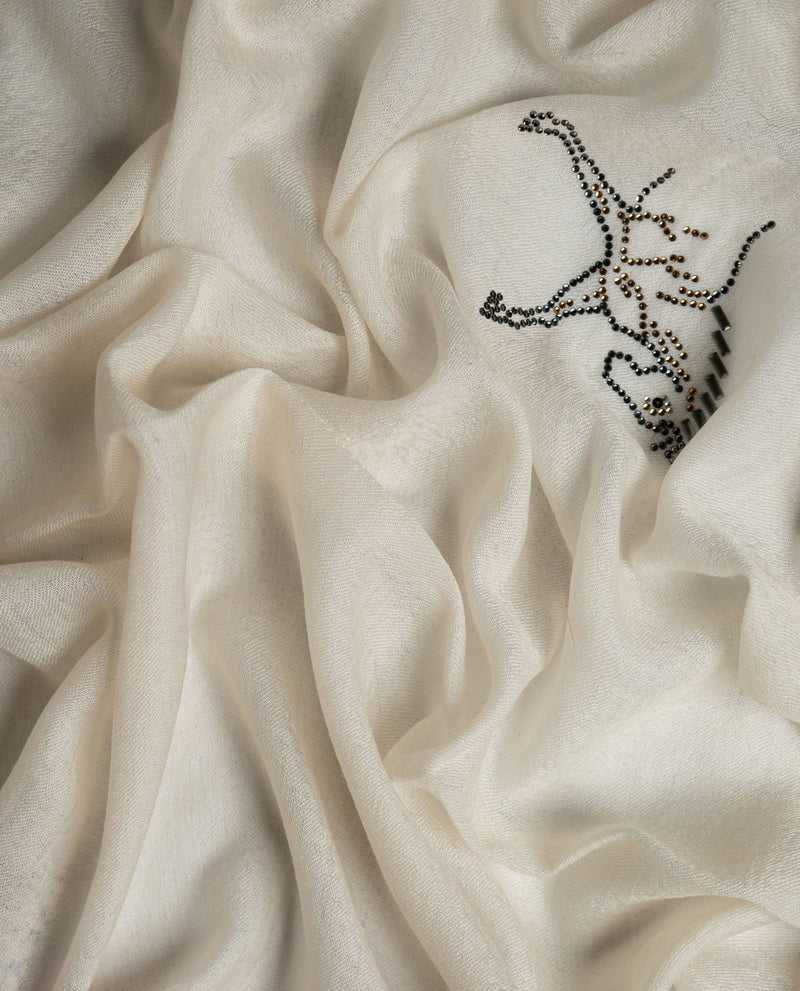 Curvet Salute Wool Stole — Cream stole from the Ashwaa Dressage collection