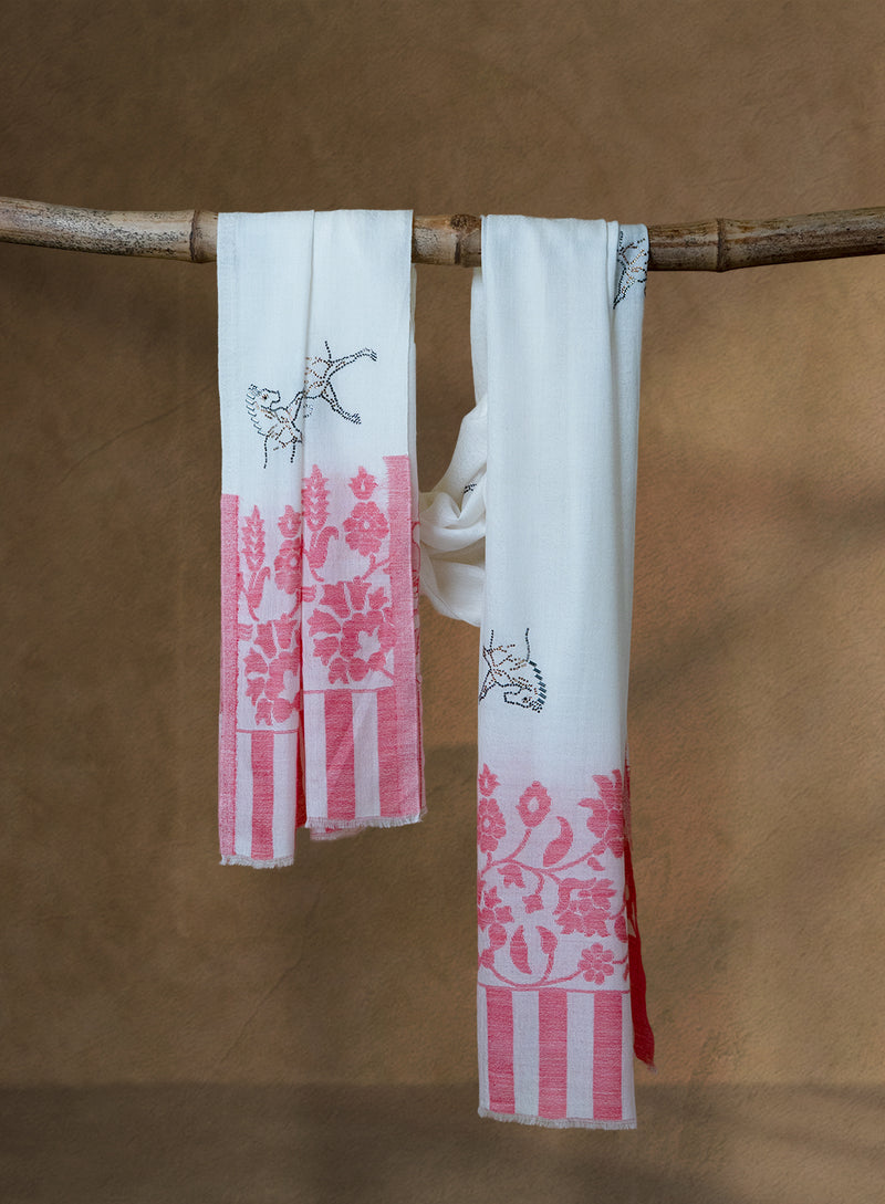 Curvet Salute Wool Stoles — Cream stole from the Ashwaa Dressage collection