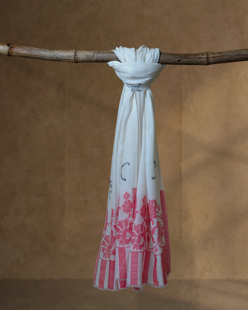 Curvet Salute Wool Stole — Cream stole from the Ashwaa Dressage collection