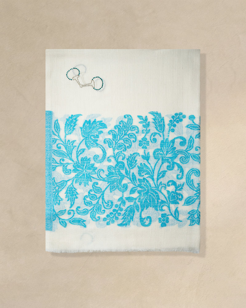Halter Bloom Wool Stole — Cream stole from the Ashwaa Equestrian collection