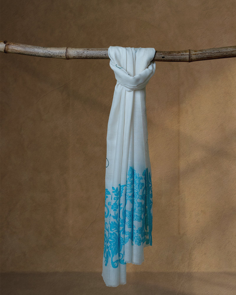 Halter Bloom Wool Stole — Cream stole from the Ashwaa Equestrian collection