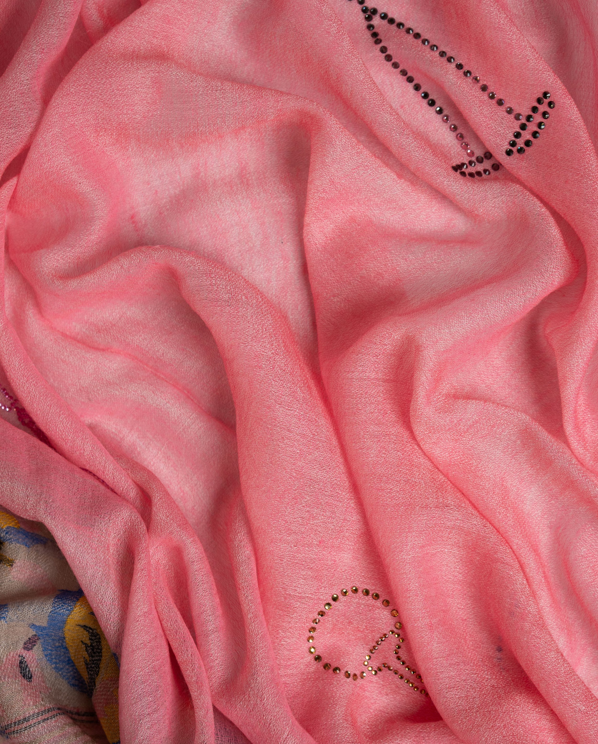 Knee Bloom Wool Stole — Pink stole from the Ashwaa Polo collection