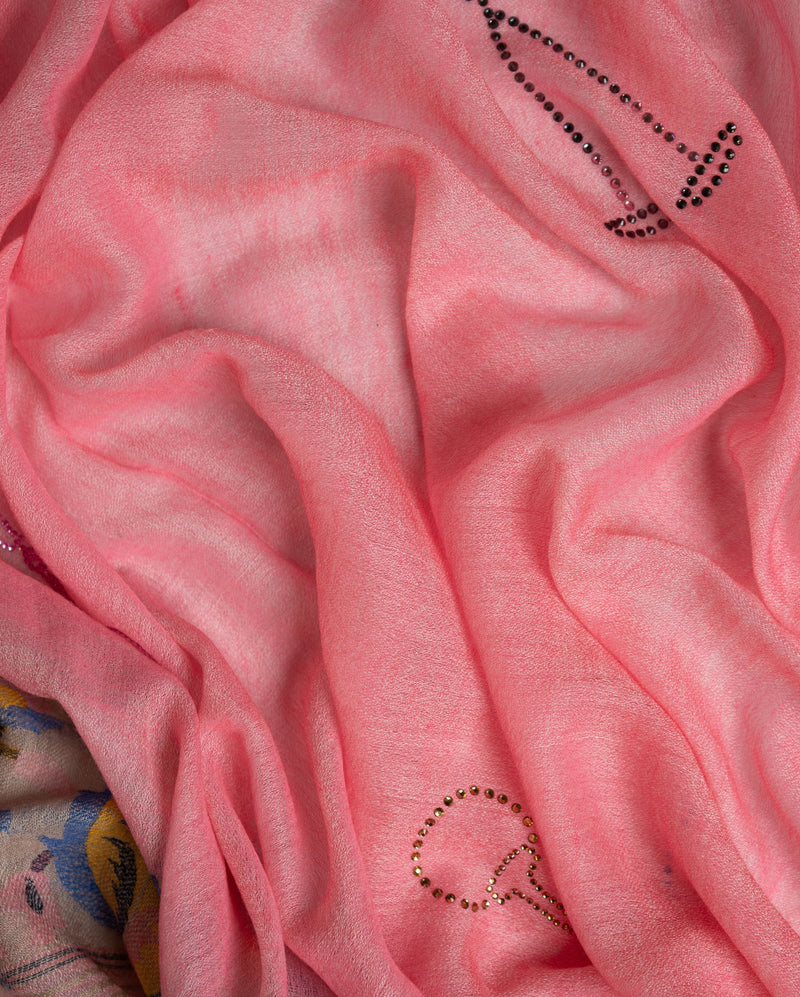 Knee Bloom Wool Stole — Pink stole from the Ashwaa Polo collection