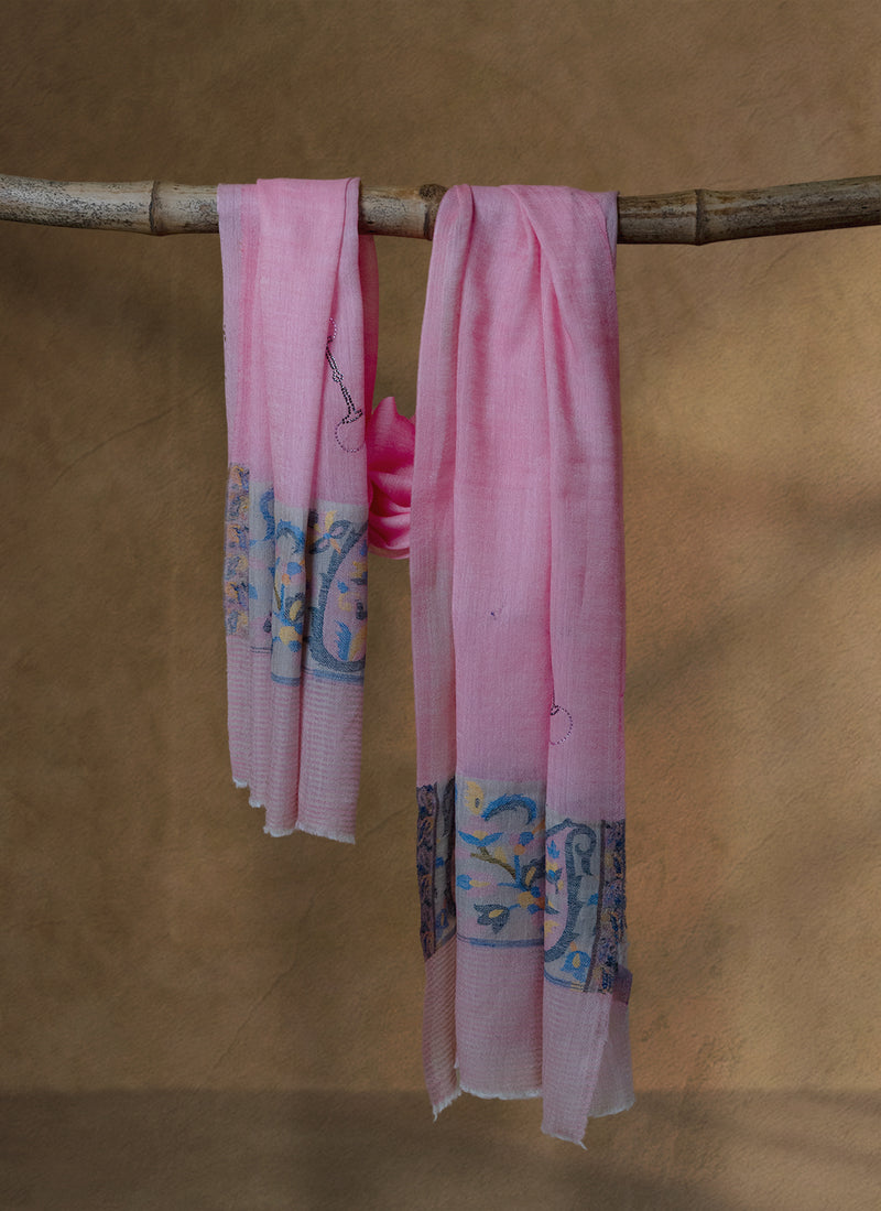 Withers Rose Wool Stole — Pink stole from the Ashwaa Polo collection
