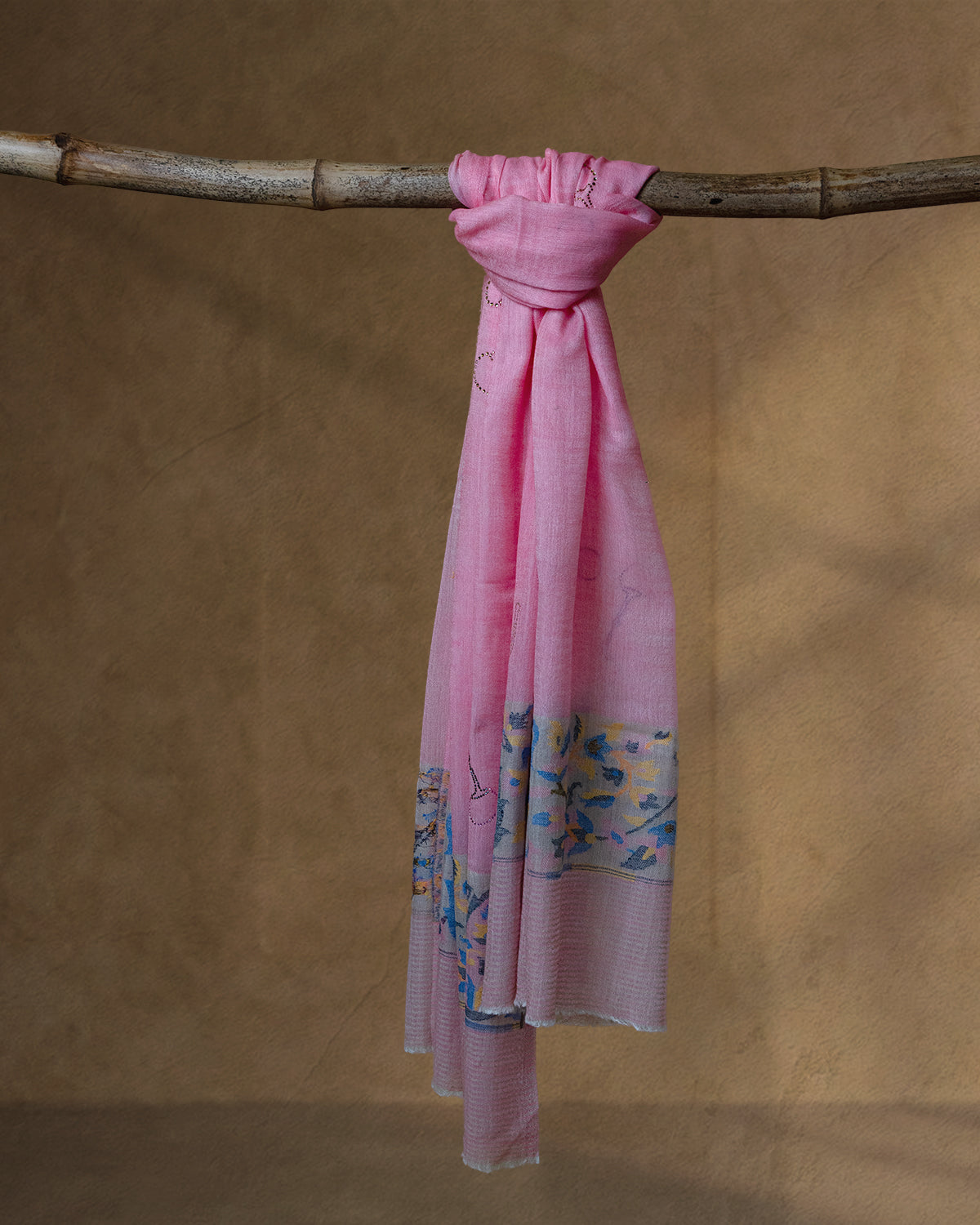 Knee Bloom Wool Stole — Pink stole from the Ashwaa Polo collection