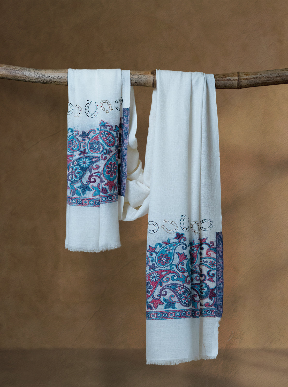 Croup Dusk Wool Stole — Cream stole from the Ashwaa Equestrian collection