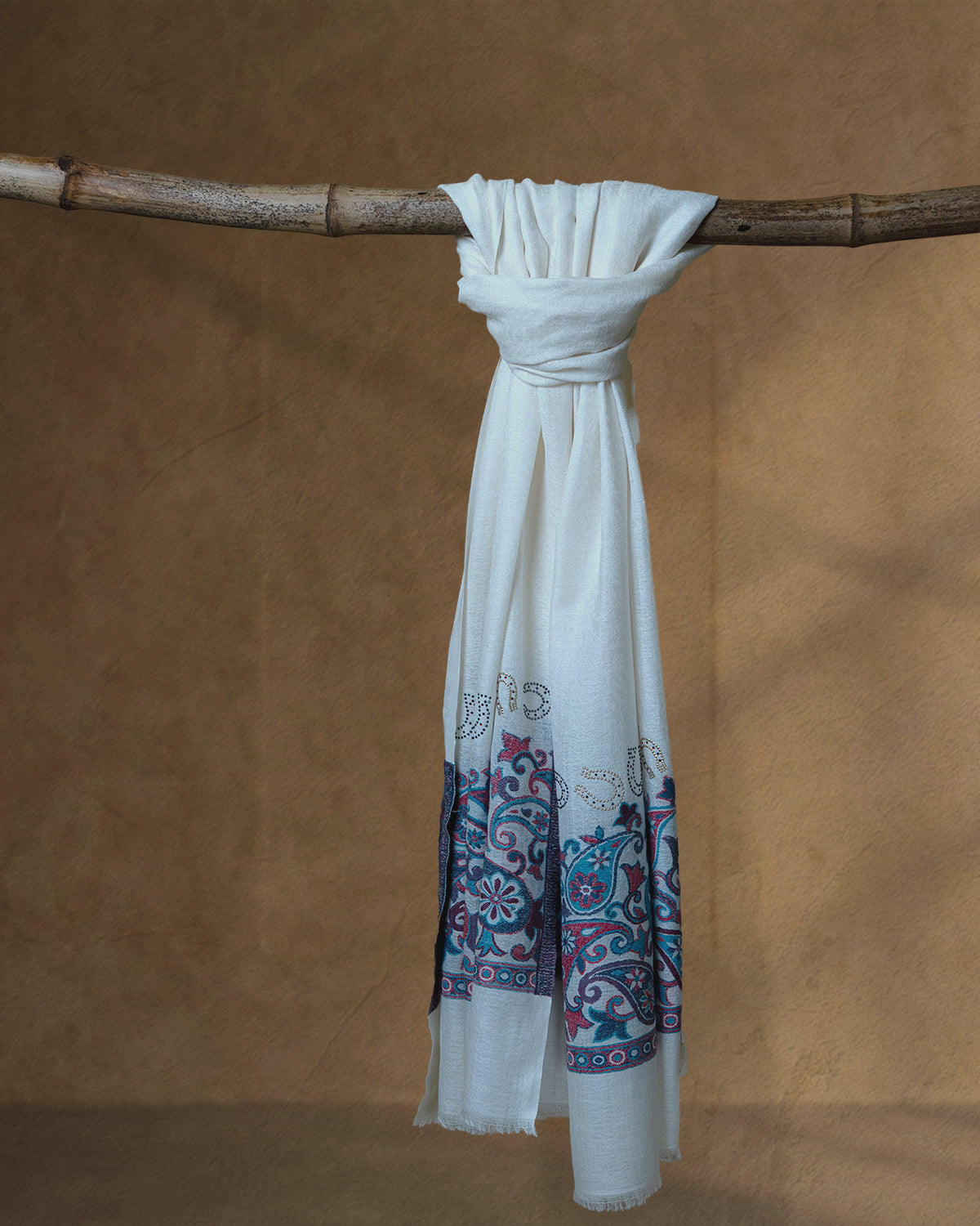 Croup Dusk Wool Stole — Cream stole from the Ashwaa Equestrian collection