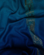 Plume Zari Cashmere Stole  Peacock Blue stole from the Ashwaa Equestrian collection