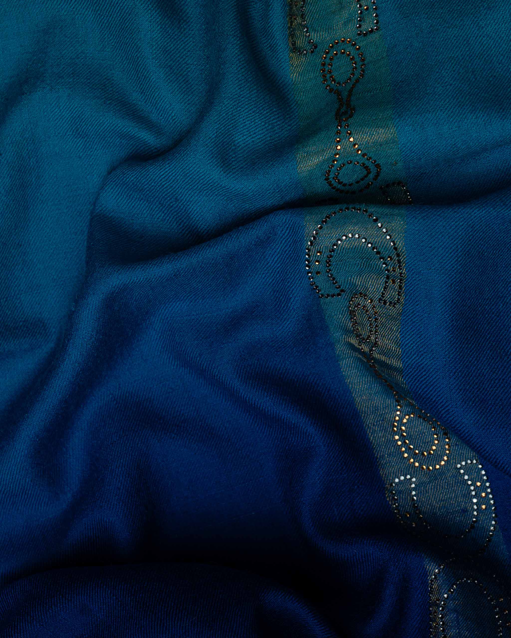 Plume Zari Cashmere Stole  Peacock Blue stole from the Ashwaa Equestrian collection