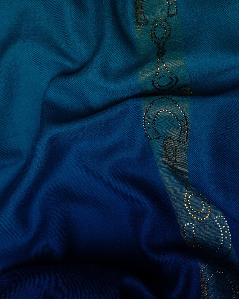 Plume Zari Cashmere Stole  Peacock Blue stole from the Ashwaa Equestrian collection