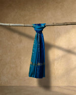 Plume Zari Cashmere Stole  Peacock Blue stole from the Ashwaa Equestrian collection