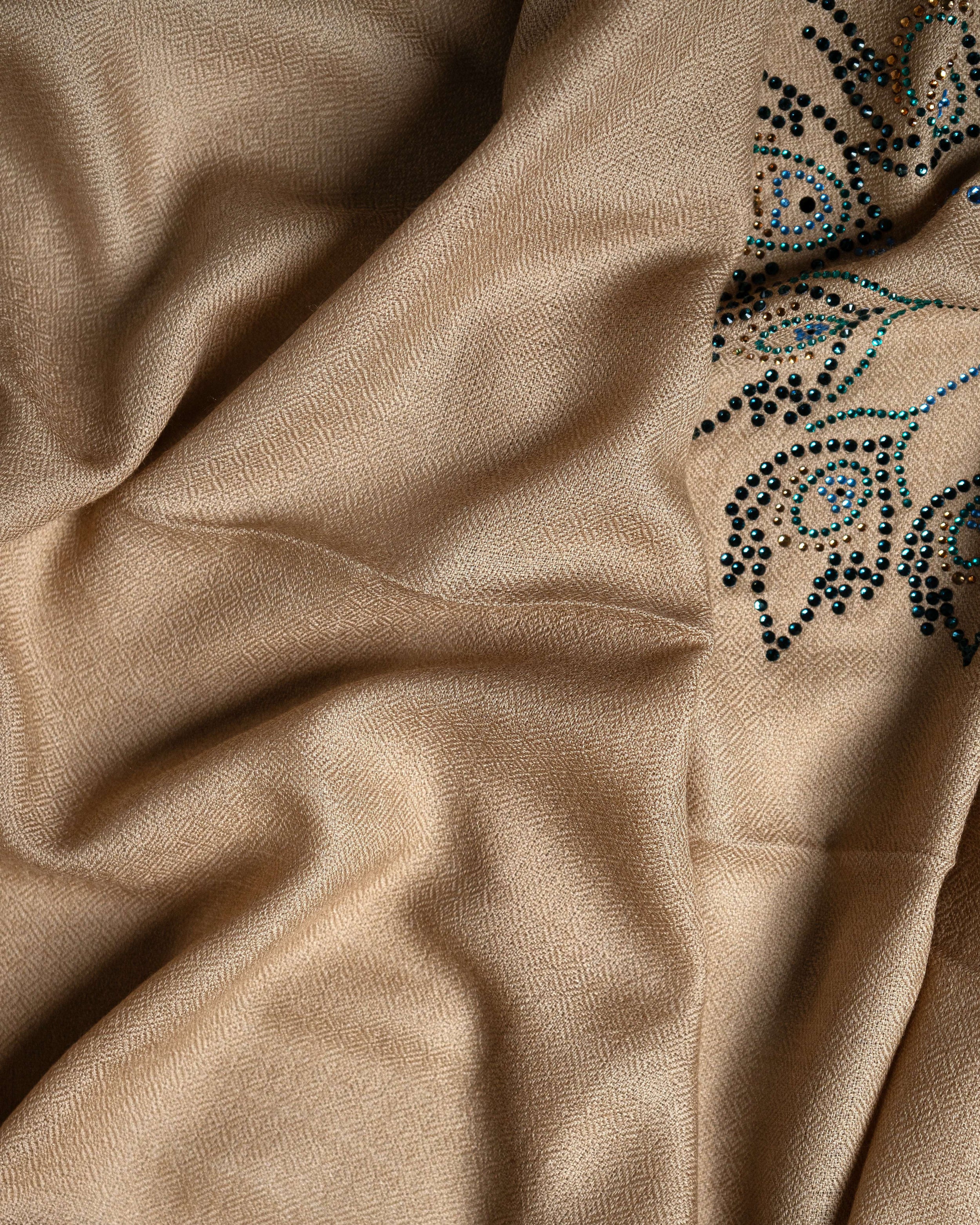 Plume Gilt Wool Shawl — Beige shawl from the Ashwaa Equestrian collection