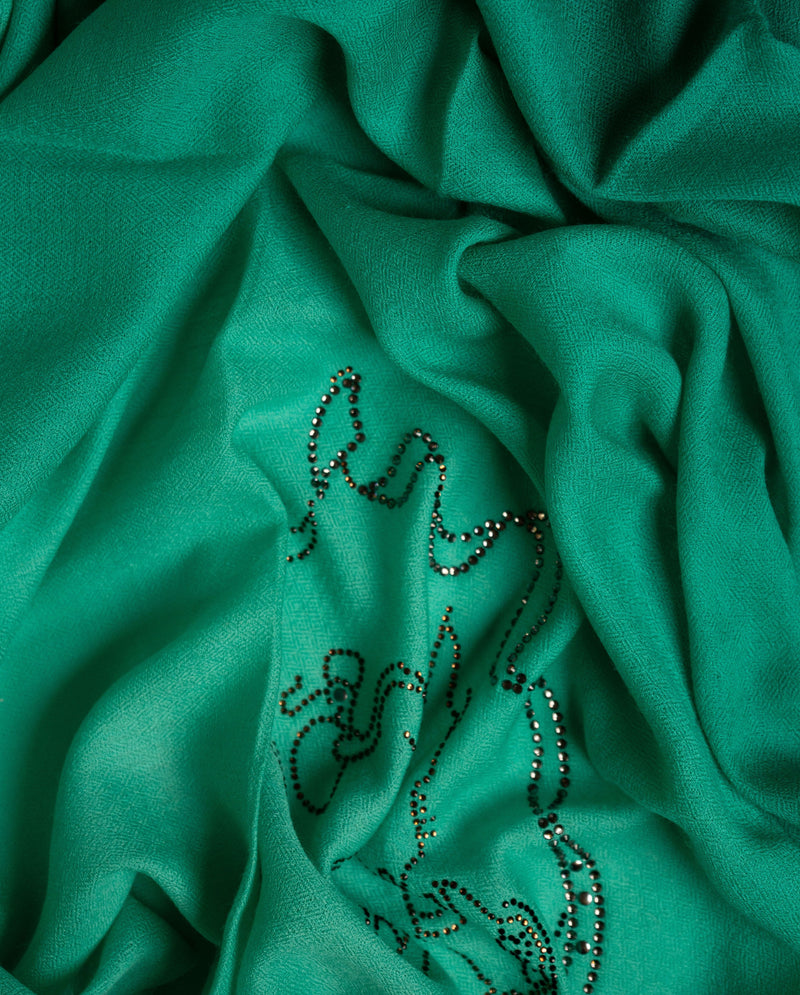 Paddock Gleam Wool Stole — Emerald stole from the Ashwaa Equestrian collection