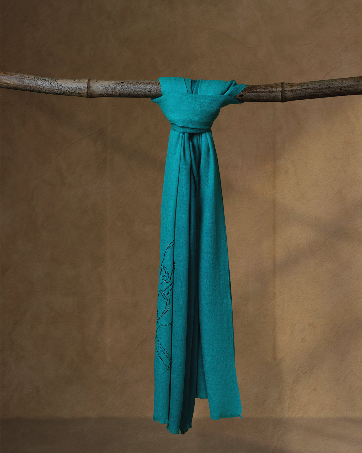 Paddock Gleam Wool Stole — Emerald stole from the Ashwaa Equestrian collection