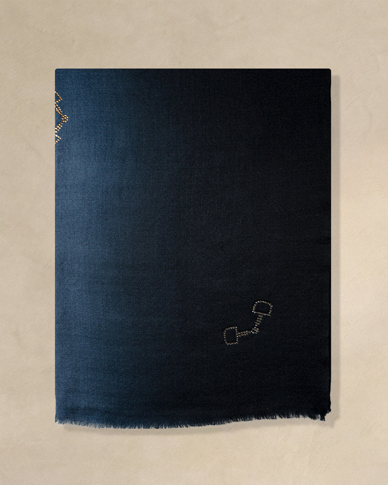Snaffle Dusk Wool Stole — Grey stole from the Ashwaa Equestrian collection