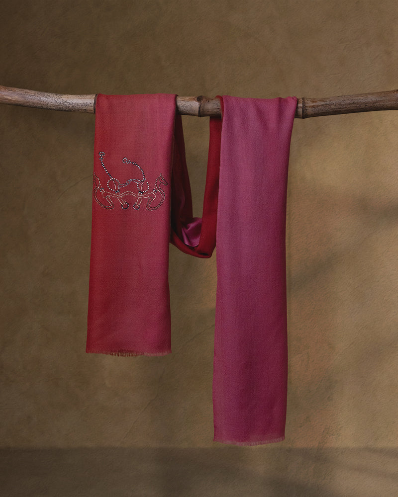 Pommel Ember Wool Stole — Coral stole from the Ashwaa Equestrian collection