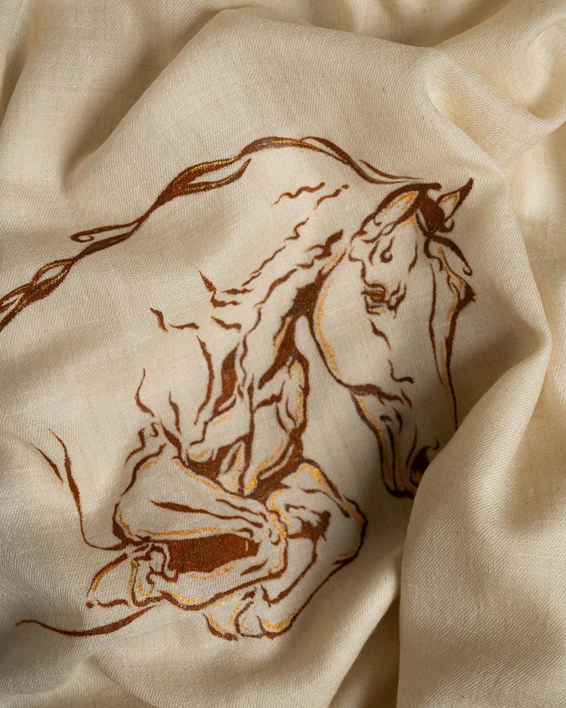 Oxer Drift Cashmere Stole — Cream stole from the Ashwaa Show Jumping collection