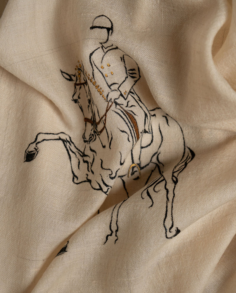 Renvers Poise Cashmere Stole — Cream stole from the Ashwaa Dressage collection