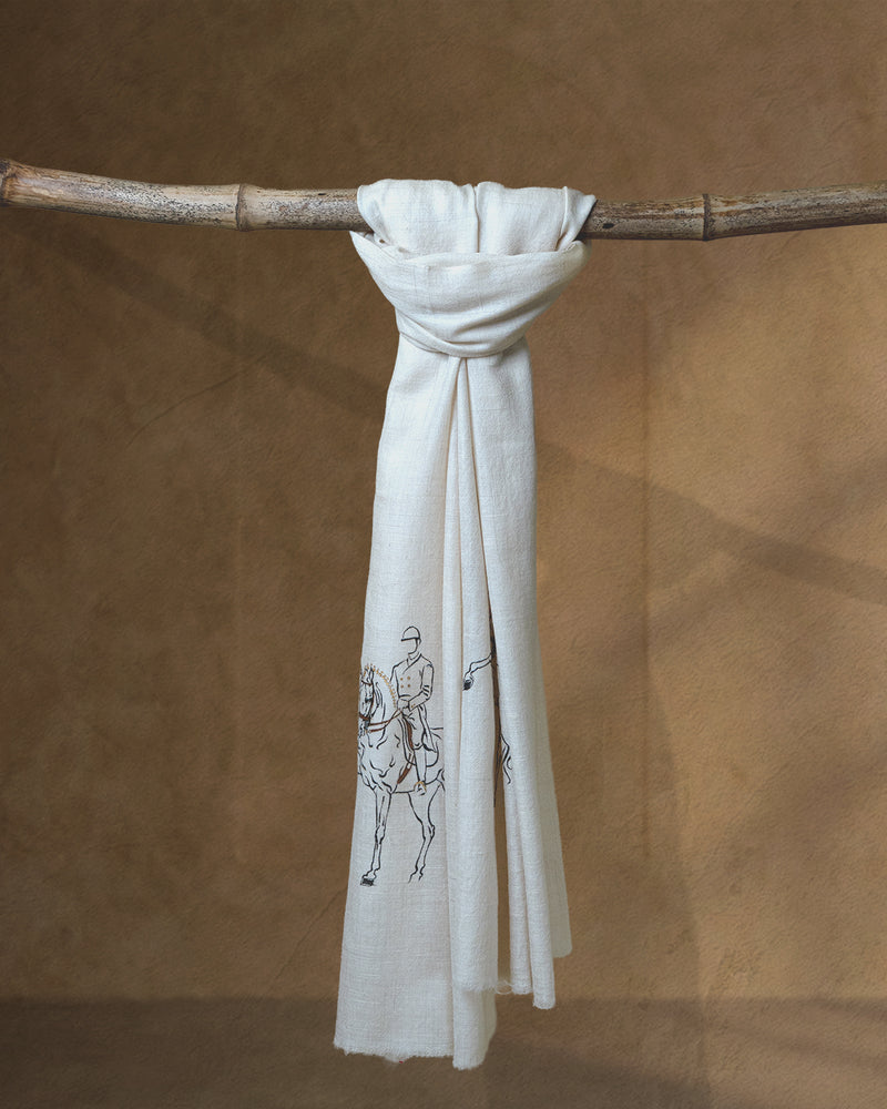 Renvers Poise Cashmere Stole — Cream stole from the Ashwaa Dressage collection