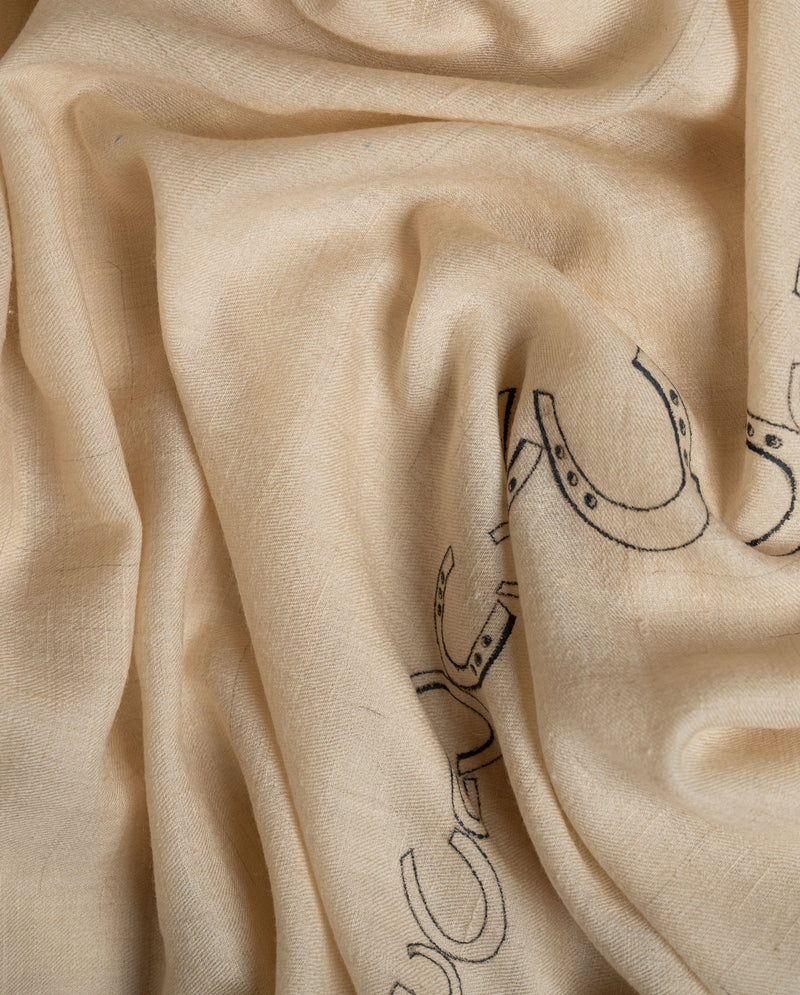 Spread Flight Cashmere Stole — Cream stole from the Ashwaa Show Jumping collection