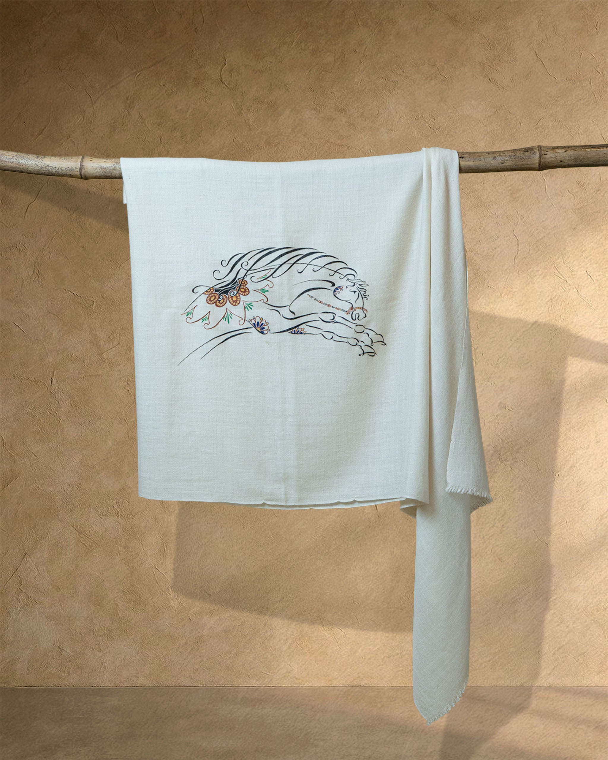 Mane Drift Cashmere Stole  cream stole from the Ashwaa Show jumping collection