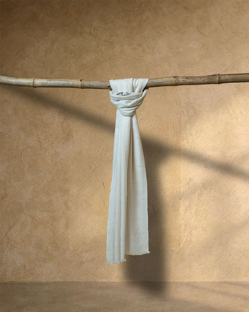 Mane Drift Cashmere Stole  cream stole from the Ashwaa Show jumping collection