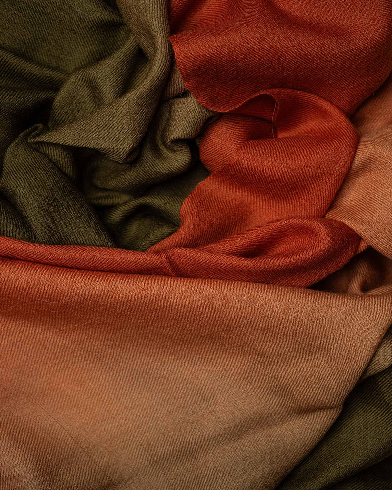Grove Zari Cashmere Stole  Olive stole from the Ashwaa Sunrise collection