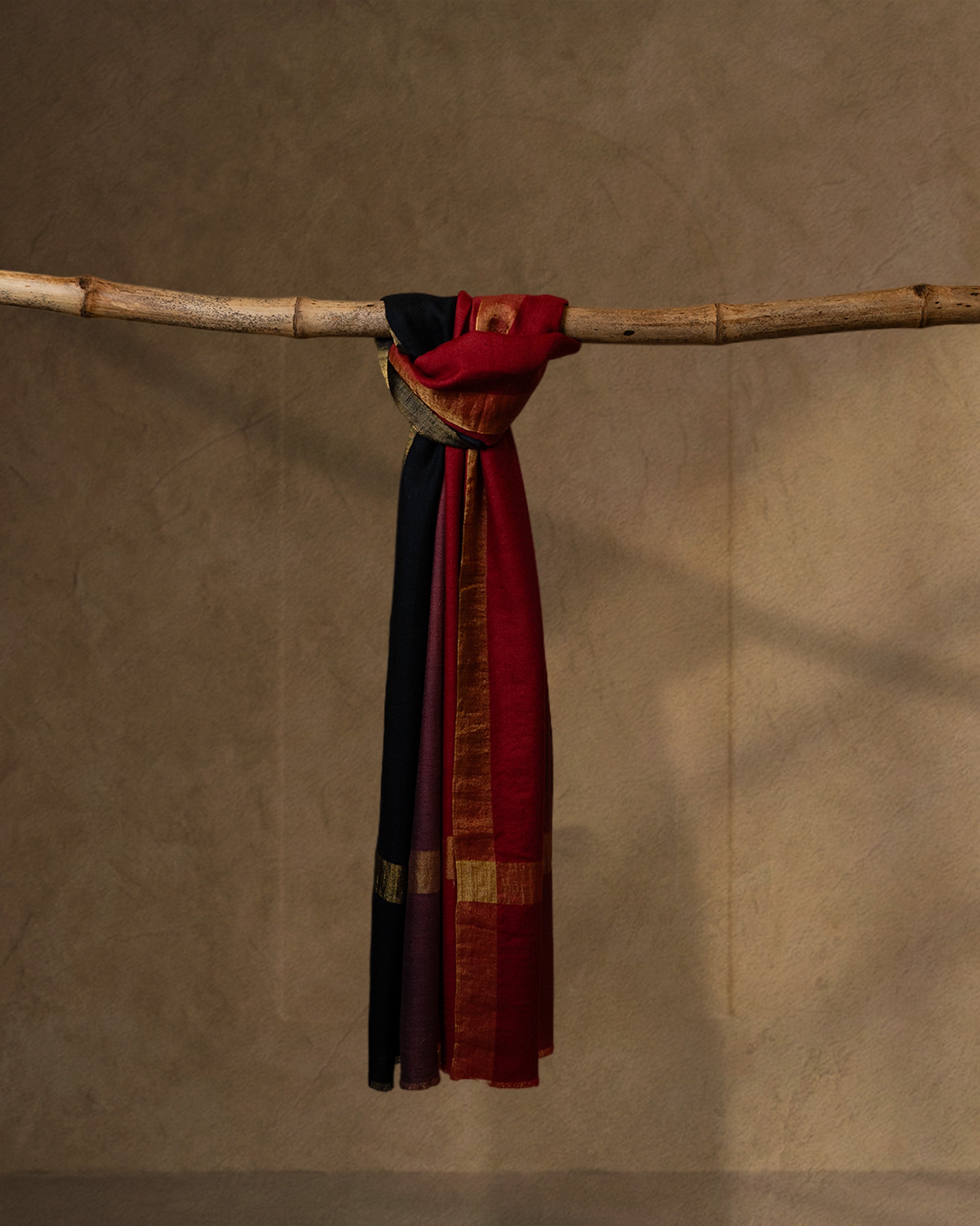 Onyx Thread Cashmere Stole  Black stole from the Ashwaa Sunrise collection