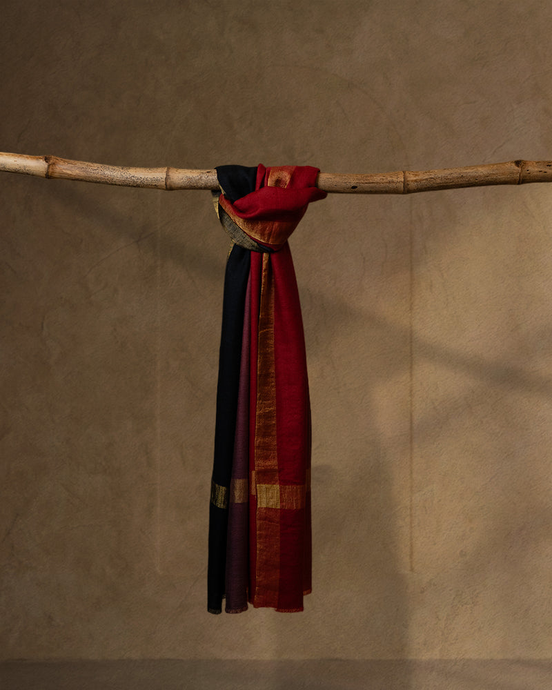 Onyx Thread Cashmere Stole  Black stole from the Ashwaa Sunrise collection