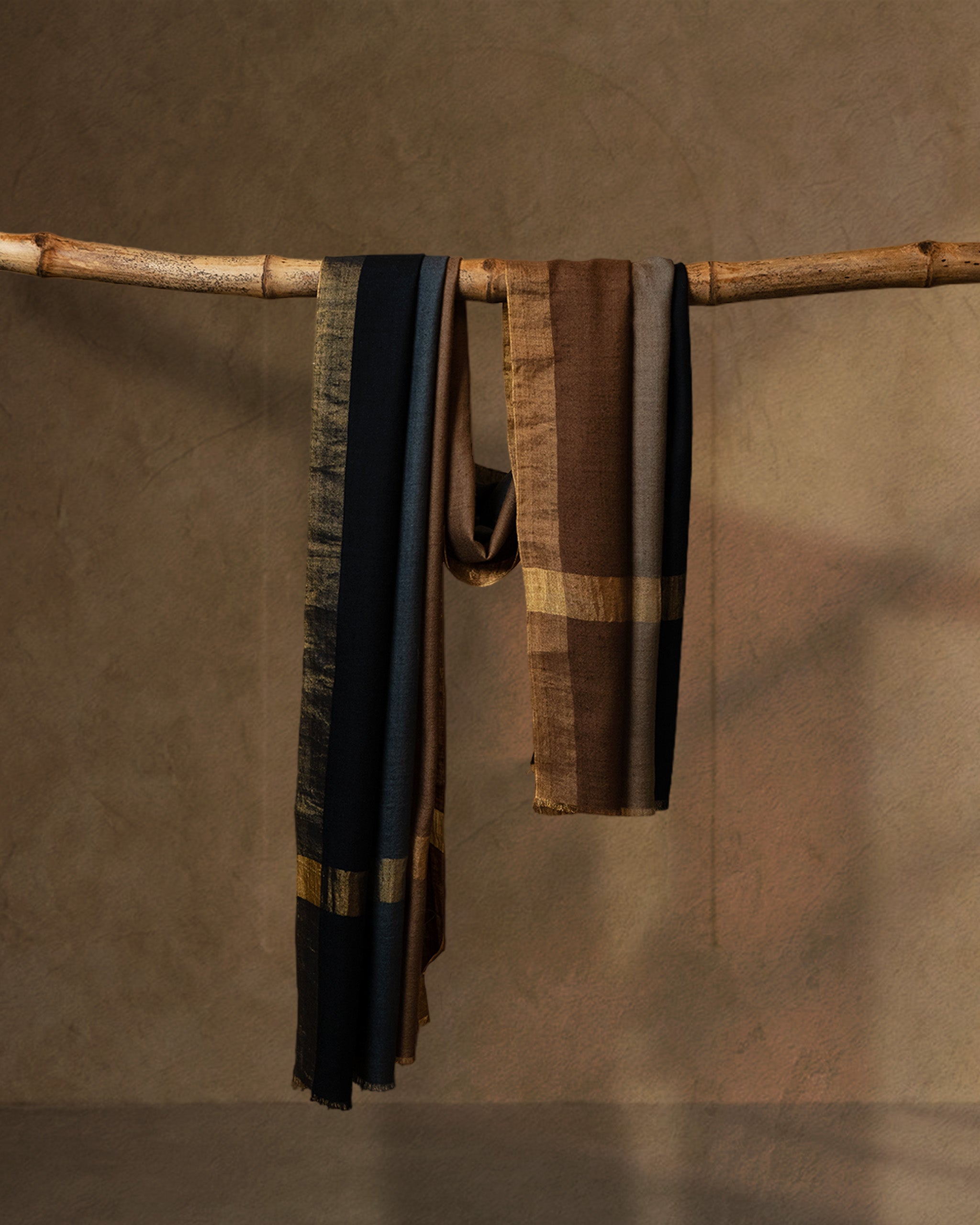 Night Loom Cashmere Stole  Black stole from the Ashwaa Sunrise collection